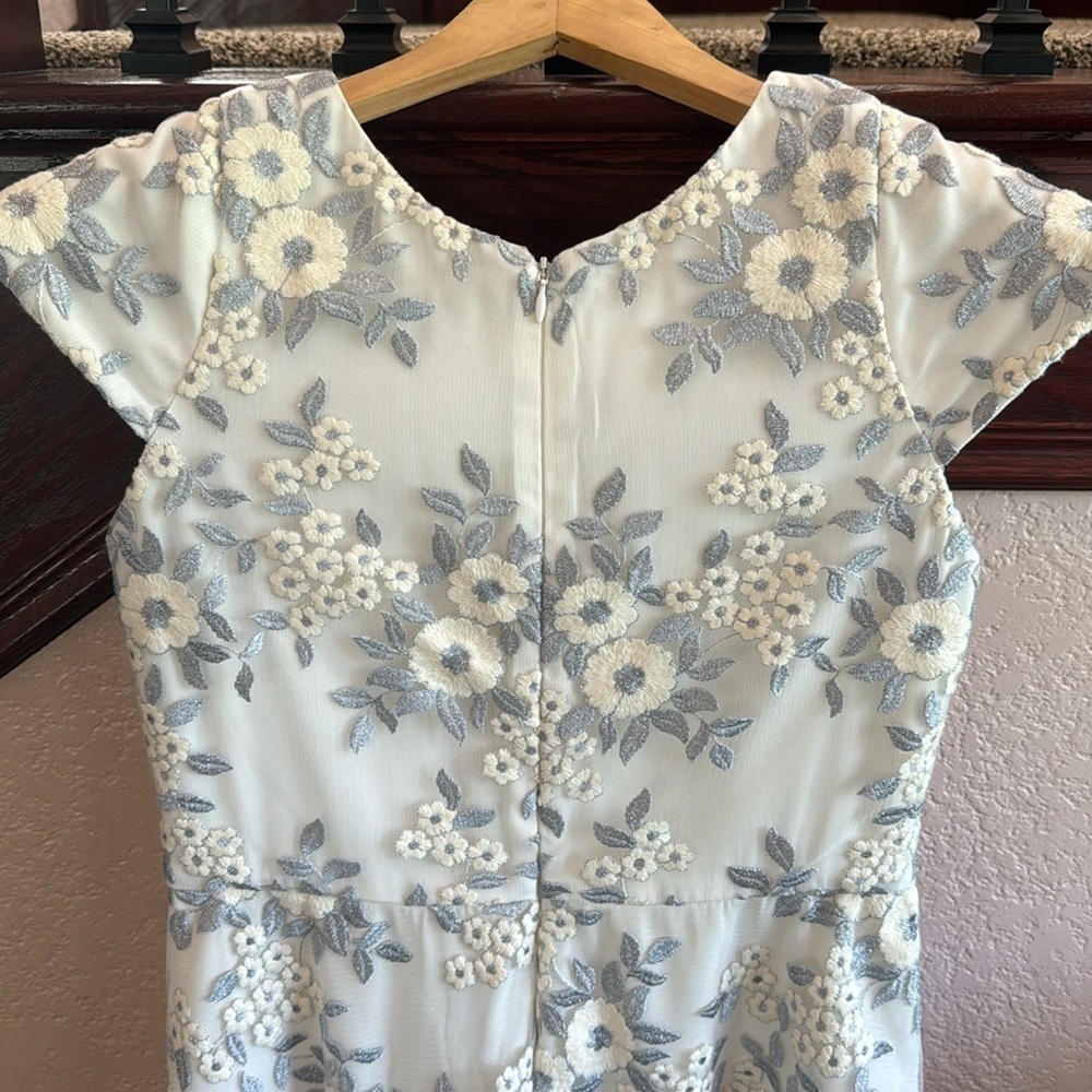 Dress the Population Size Medium Sheer White & Silvery Floral Mini Dress Bridal - Picture 5 of 7